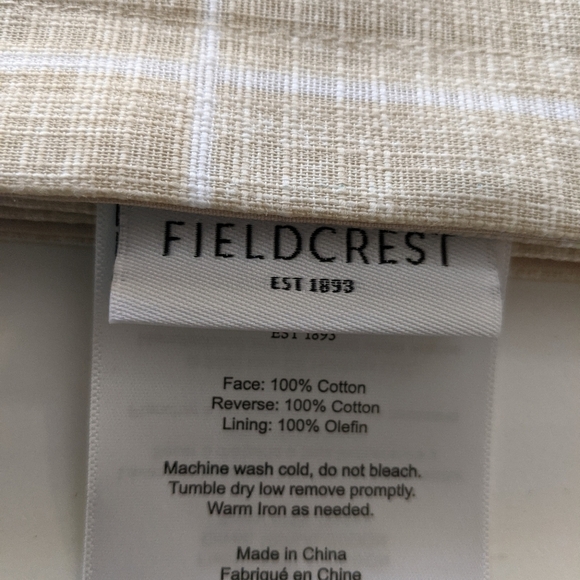 Table runner 14" x 72" Beige Tan By Fieldcrest 100% Cotton - Picture 2 of 4